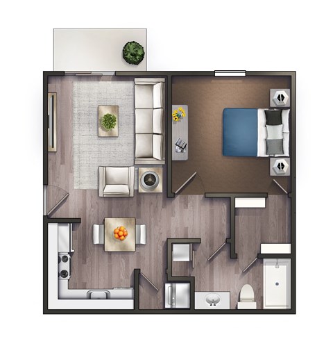 One Bedroom One Bathroom Floor Plan at The Reserve at Wynwood Apartments, Cullman, AL, 35055